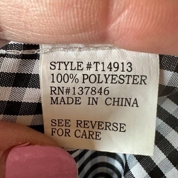 NWOT Roommates Off Shoulder Gingham Black and White 3/4" Puff Sleeve Top Size M - Picture 6 of 9